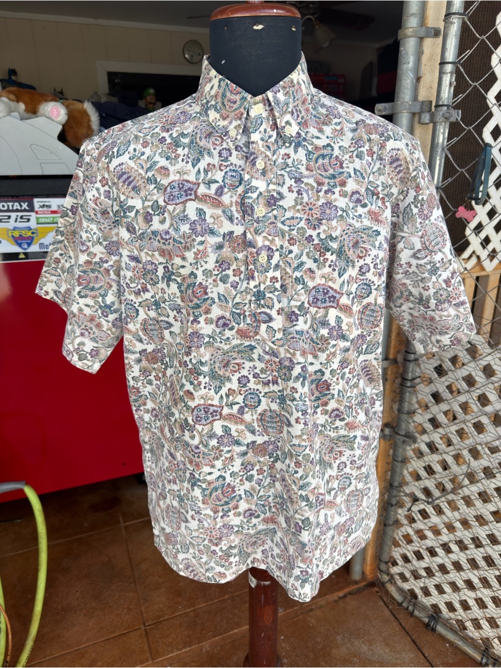 PreOwned Reyn Spooner Multicolored Hawaiian Shirt 3/4 Button Men's Large